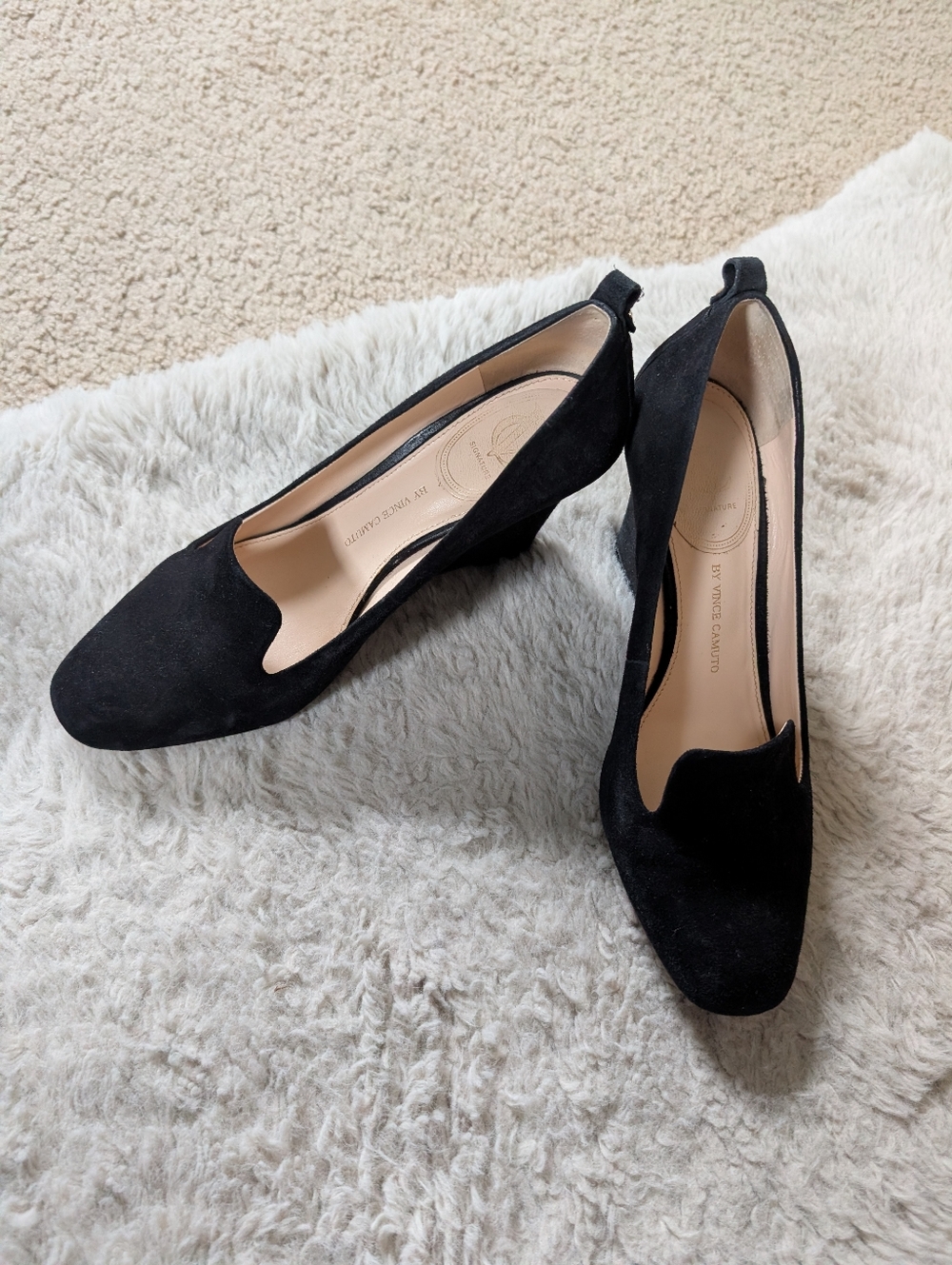 Vince Camuto Black Suede Heeled Loafer